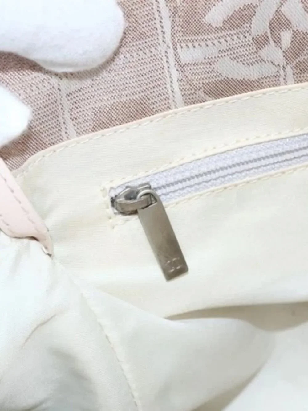 CHANEL New Travel Line Tote Bag Nylon Beige Silver CC Auth th6582
